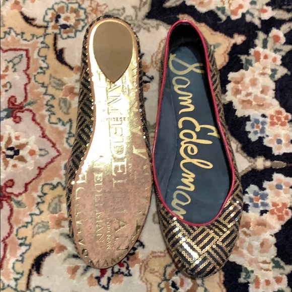 Used Sam Edelman flats in a US 10. Gold and black - Picture 3 of 3